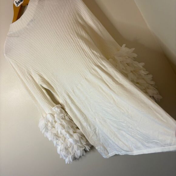 Tyler Boe Cream Knit Mock Neck Sweater Dress Textured Long Sleeves Women's M gre - Picture 5 of 14